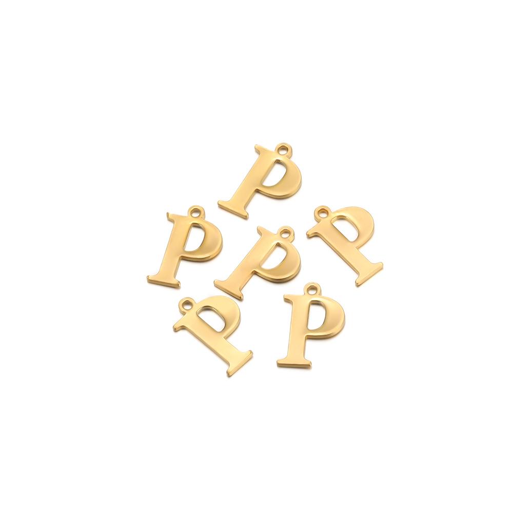 30pcs Stainless Steel Gold Color 26 Letter Pendant Alphabet Charms Necklace Pendant Bracelet Making Earring Findings DIY Jewelry