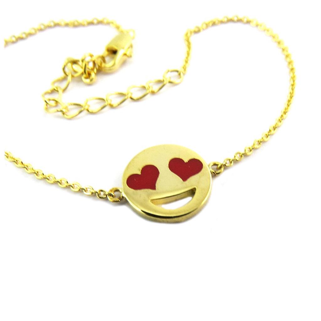 7bis [P8257] - Handmade Bracelet 'Emoji' (love) Red Gold - 11x11 Mm
