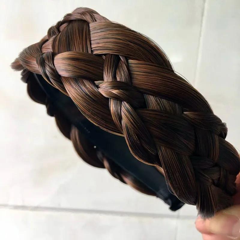 Modische Twist-Perücken-Stirnbänder für Damen Breite Fischgrätenzöpfe Haarbänder Handgefertigter Kopfschmuck Hairstyle Kopfbedeckung Accessoires Geschenk