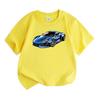 Kids Boys Girls Crew Neck Short Sleeve 100% Cotton T-Shirt, Cool Blue Sports Racing Super Car Print Casual Tees for Toddlers Children Daily Wear Summe