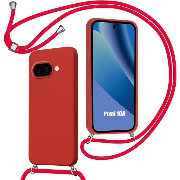 Hülle für Google Pixel 10a, Weicher Stoßfester Kratzfester Silikonschutz mit Roter Kordel