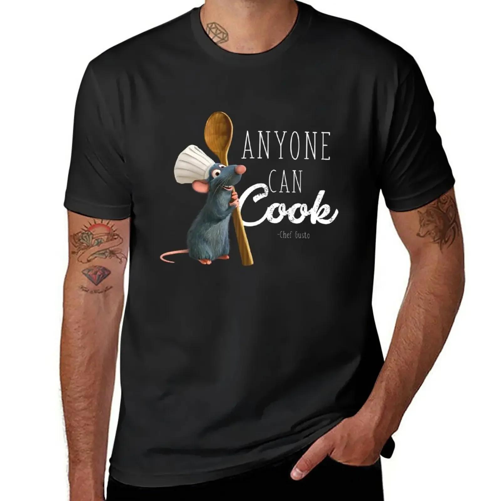 

New Ratattouille Remy Anyone Can Cook T-Shirt tops customized t shirts black t shirts for men S чёрный