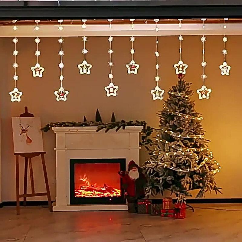 HEIXIE Christmas Star Curtain String Lights
