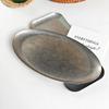 Retro Stainless Steel Trays, Sushi Plates, Snack Plates, Pastry Plates, Oval Shallow Trays, Industrial-Style Tableware
