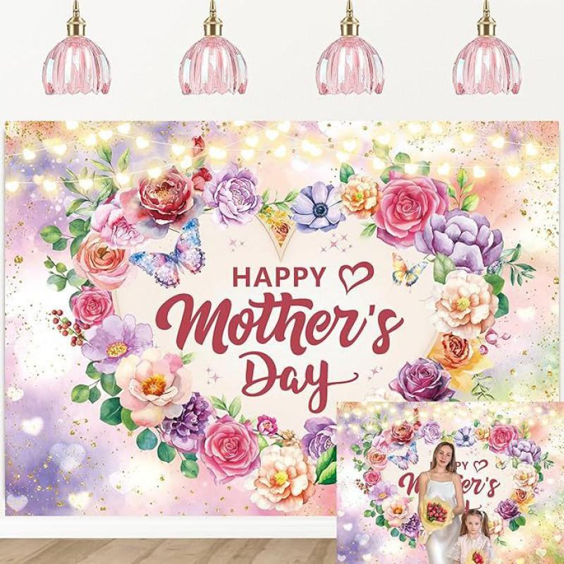 Temu Flowers Mother's Day Party Celebration Decorative Background Cloth Courtyard Decoration