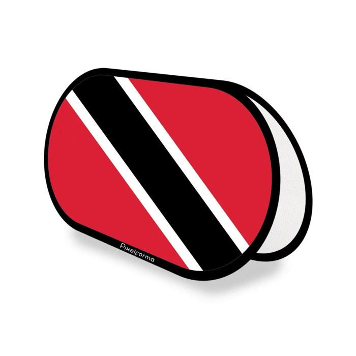 Drapeau Ovale - Trinité-et-Tobago - 70 x 120 cm - Polyester - Impression recto/verso - Pliable rétractable