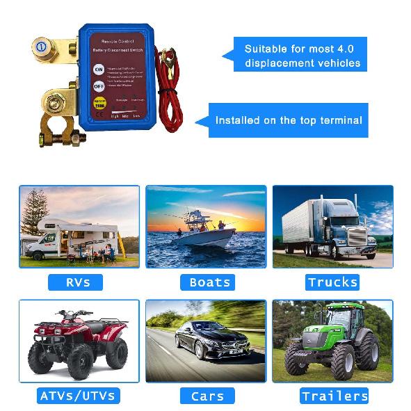 Kill Switch for Car, Remote Battery Disconnect Switch 12V 240A Car Kill Switch Anti-Theft Killswitch for Car,RV,Trailer, Trucks,ATV,UTV,Motorcycle,