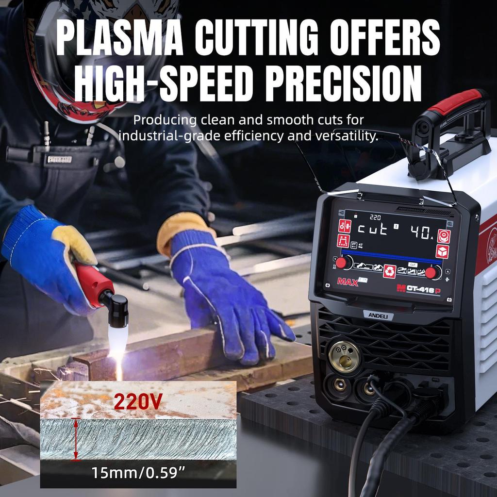 Plazmový řezák Svářečka Kombinace MCT-416 Pulzní MIG/HF TIG/HF CUT/MMA/FLUX CORE 6v1 Multifunkční Svářečka ANDELI 220V 160A Hliníková MIG Svářečka