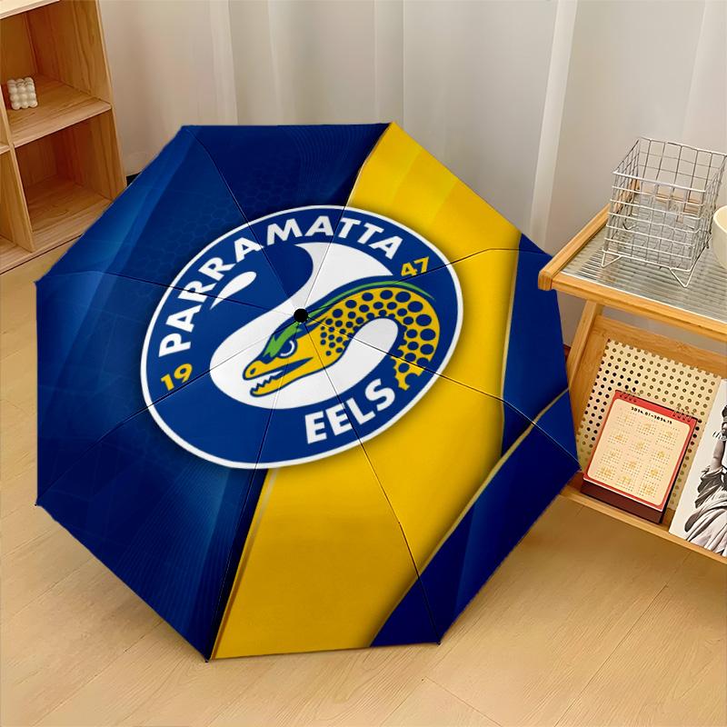 Parramatta Eels Print Auto 8?Ribs Folding Umbrella Wind Resistant Lightweight Automatic Umbrella For Daily Travel