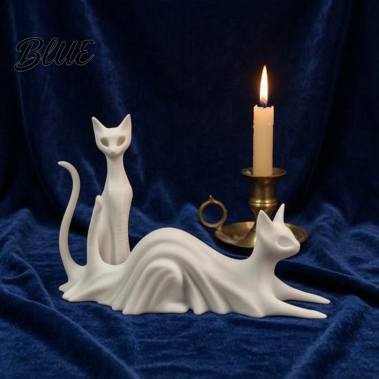 Solid Structure Desk Ornament 3D Printed Cat Ghost Buddy Cute Halloween Kitty Figurine for Matte White Table Centerpiece Office Shelf Spooky Kitten
