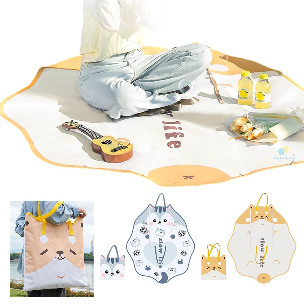 

Shiba Inu Pattern Picnic 145 x For Dual Bag Picnic Outdoor Easy to For Sports Cherry Blossom Stylish Sheet, Waterproof, Large, 160cm, 4-6 People, Use, оранжевый