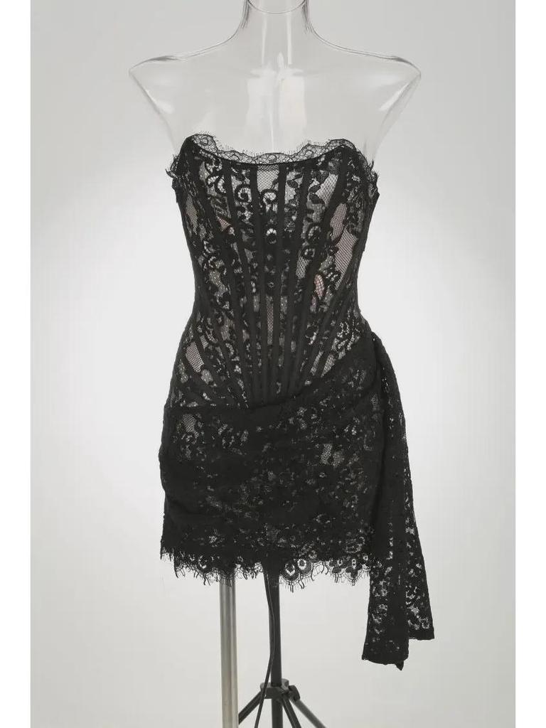 Špičkové evropské a americké trubkové šaty s krajkovým panelem - Elegantní dámská móda