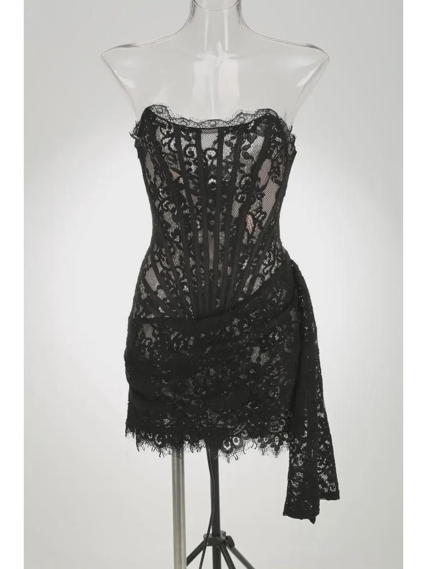 

Высококачественное европейское и американское кружевное платье-труба - Элегантная женская мода Extra Small чёрный