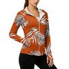Women’s Zip Up Hooded Sun Jacket with Pockets Long Sleeve Lightweight Outerwear Tropical Print Design
