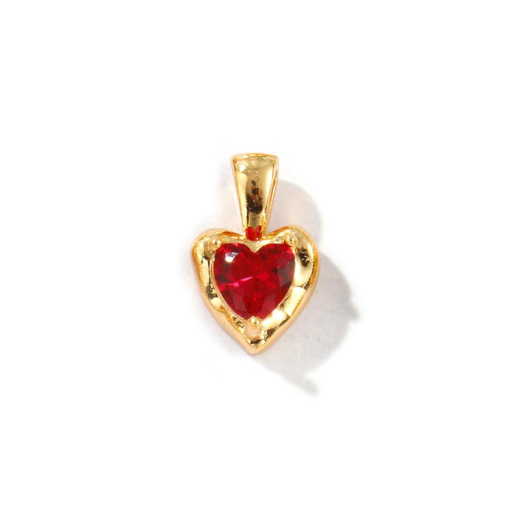 2 PCs Heart Brass & Rhinestone Birthstone Charms 18K Gold Plated Pendants For DIY Necklace Earrings Jewelry Making 12.5mm x 8mm