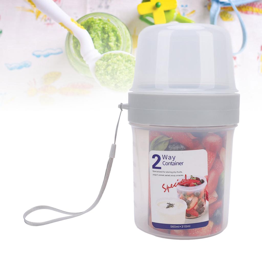 Double Layer Food Storage Cup Microwave Safe Sealed Dispenser Portable Yogurt Container for Salad Fr