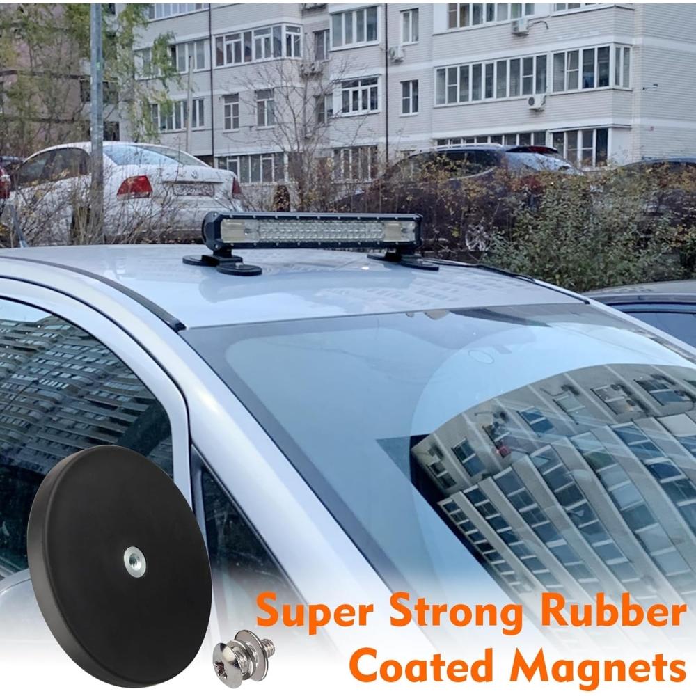 Mutuactor Heavy Duty Neodymium Round Magnet 2 Pcs 100 Lb Rubber Coated Magnetic 