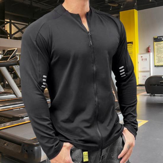 Men Fitness Sports Coat Lightweight Sweat Absorption Quick Dry Running Bodybuilding Sweatshirt Zipper Up Coat