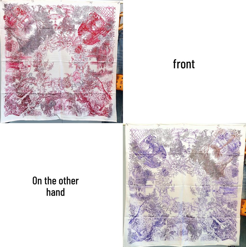 Reversible Mulberry Silk Scarf: Hand-Rolled Edge, Double-Sided Print for Autumn & Winter