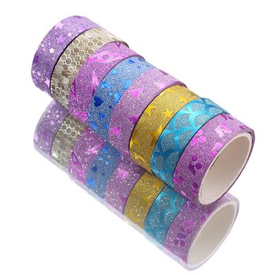 10 Pièces Bande Washi à Motifs Pailletés Autocollant Adhésif Autocollants pour Journal Intime Bande de Masquage Décorative Noël Bricolage