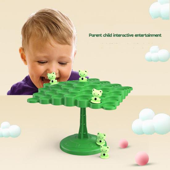 1 Set Frog Balance Tree Game with 50 Chess Punishment Plate Stable Base Fun Parent-Child Interactive Educational Board Game Concentration