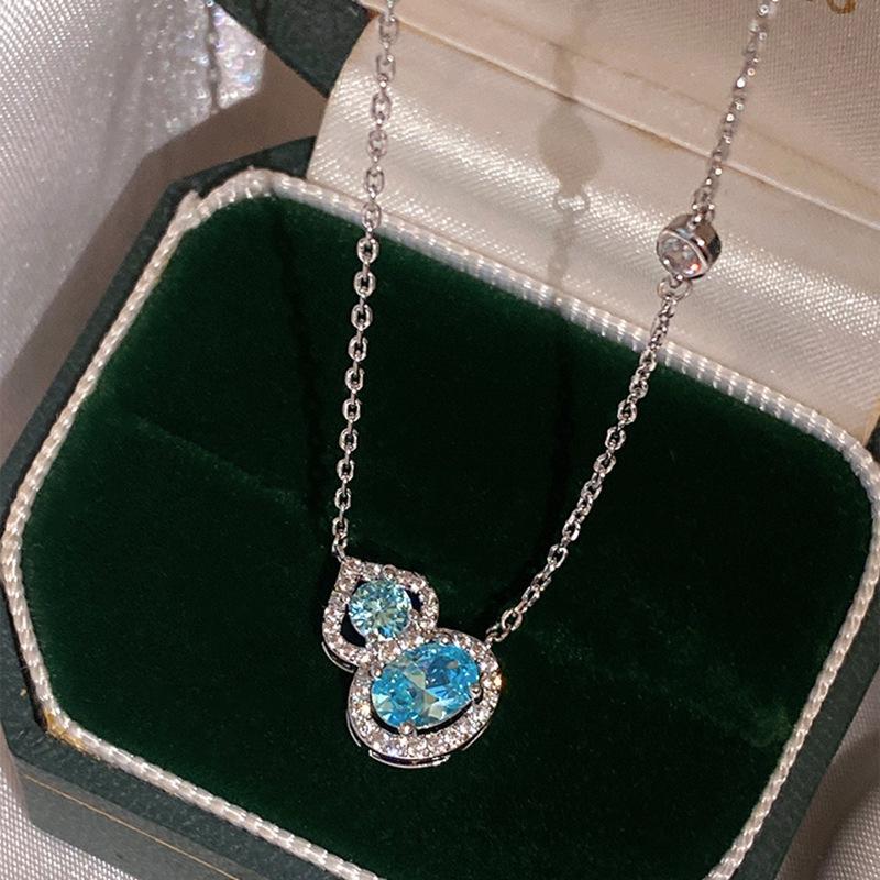 Blue gourd pendant necklace light luxury niche design collarbone chain fashion temperament item decoration