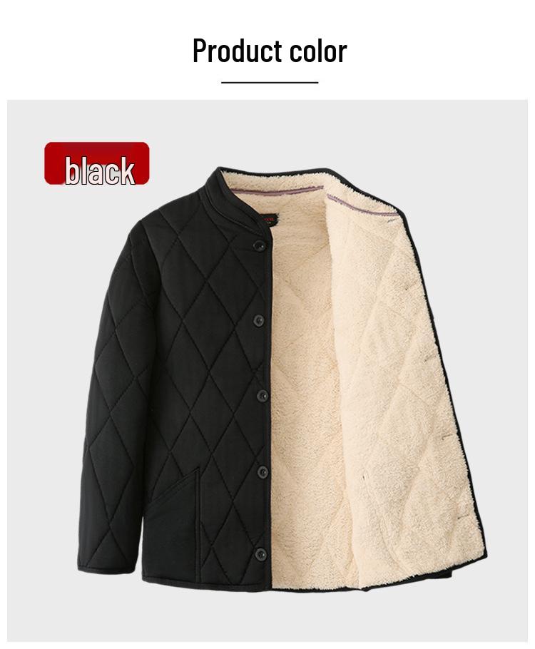 Men's Lambswool Winter Set: Warm Cotton Jacket and Pants for Elderly, Multi-Pocket Design