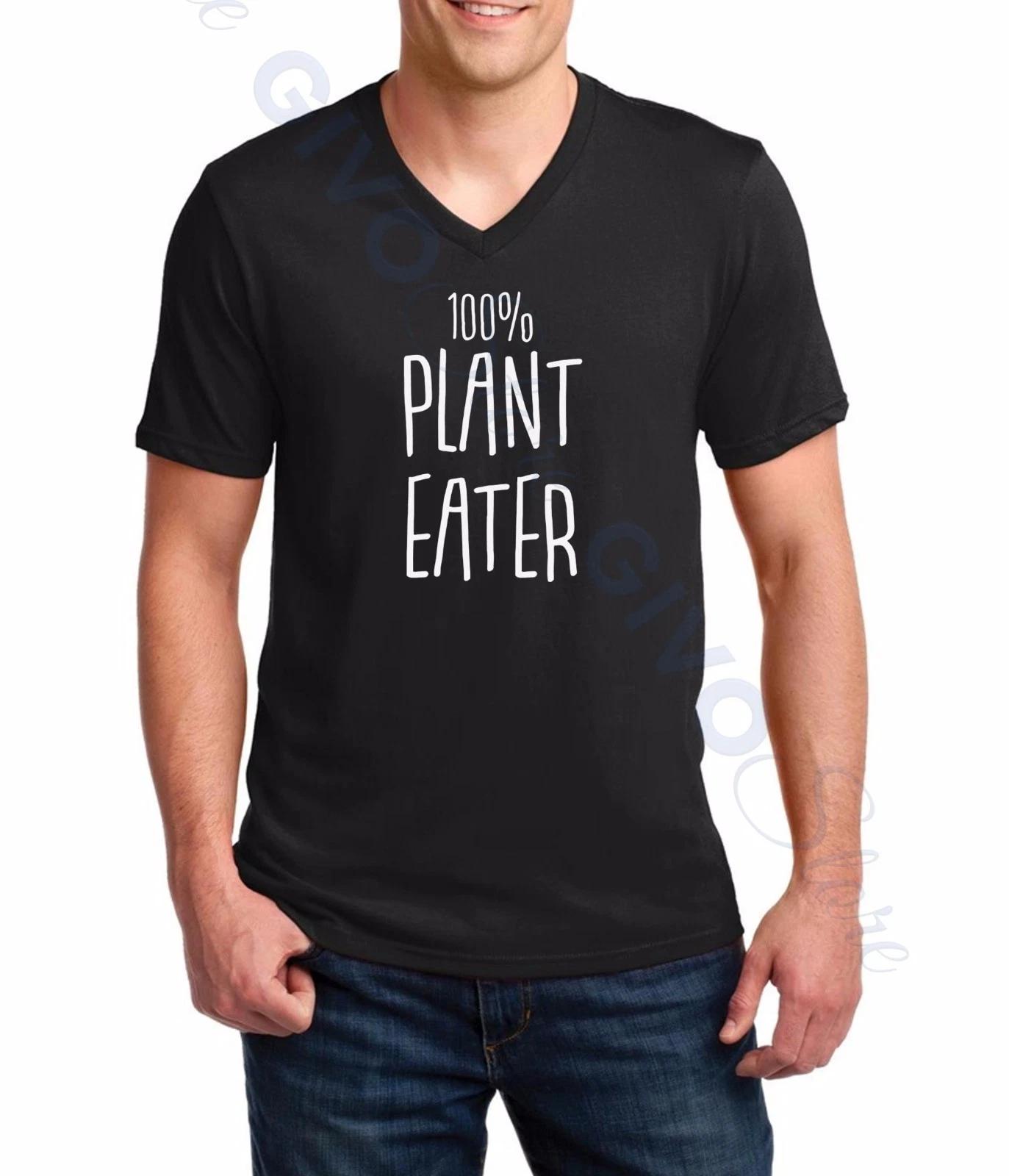 V-neck 100% Plant Eater T Shirt Vegan Veganism Tee T-Shirt Animal Lovers Veggie S