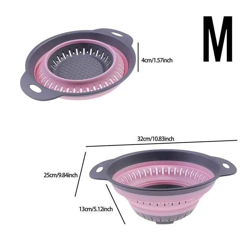 Silicone Kitchen Foldable Storage Basket Collapsible Colander Strainer Fruit Vegetable Washing Kitchen Drainer Filter Organzier