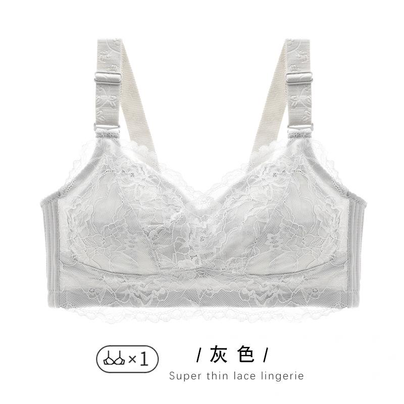 

Women s steel ring gathering adjustment type thin ultra-thin crystal cup bra fat large size large chest small bra 34BCDE-75BCDE