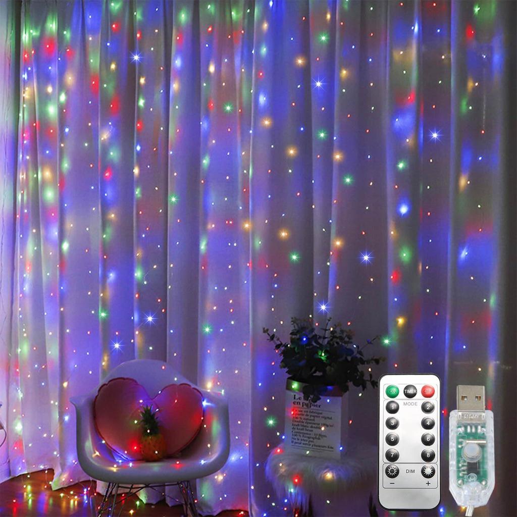 USB LED Fairy Curtain String Lights with Remote & 8 Modes for Christmas, Weddings, & Parties