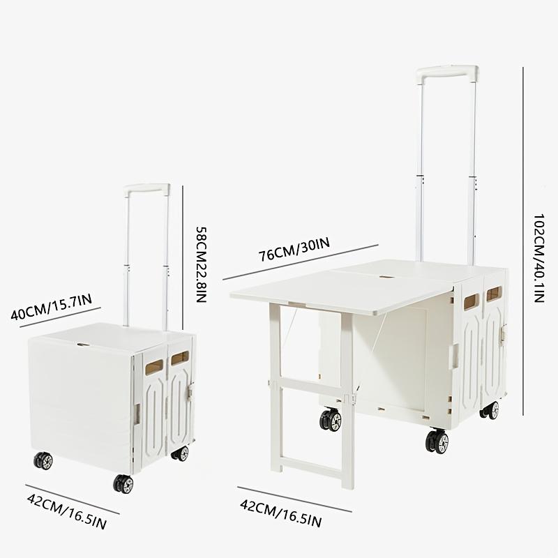 Outdoor Camping Versatile Folding Shopping Cart with Lid Table Durable PP Material Wheels for Easy Mobility Grocery Storage Box