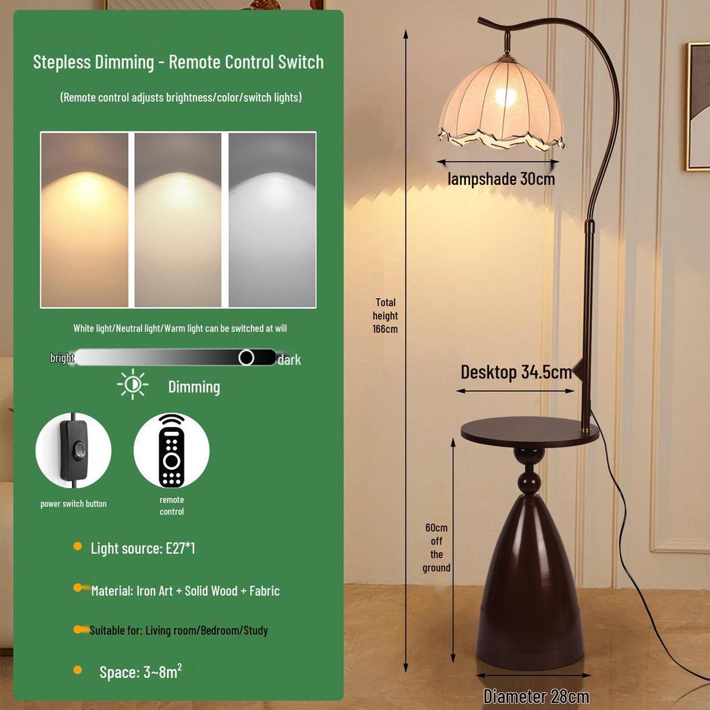 Modern Dual Purpose Floor Lamp and Coffee Table for Living Room or Bedroom