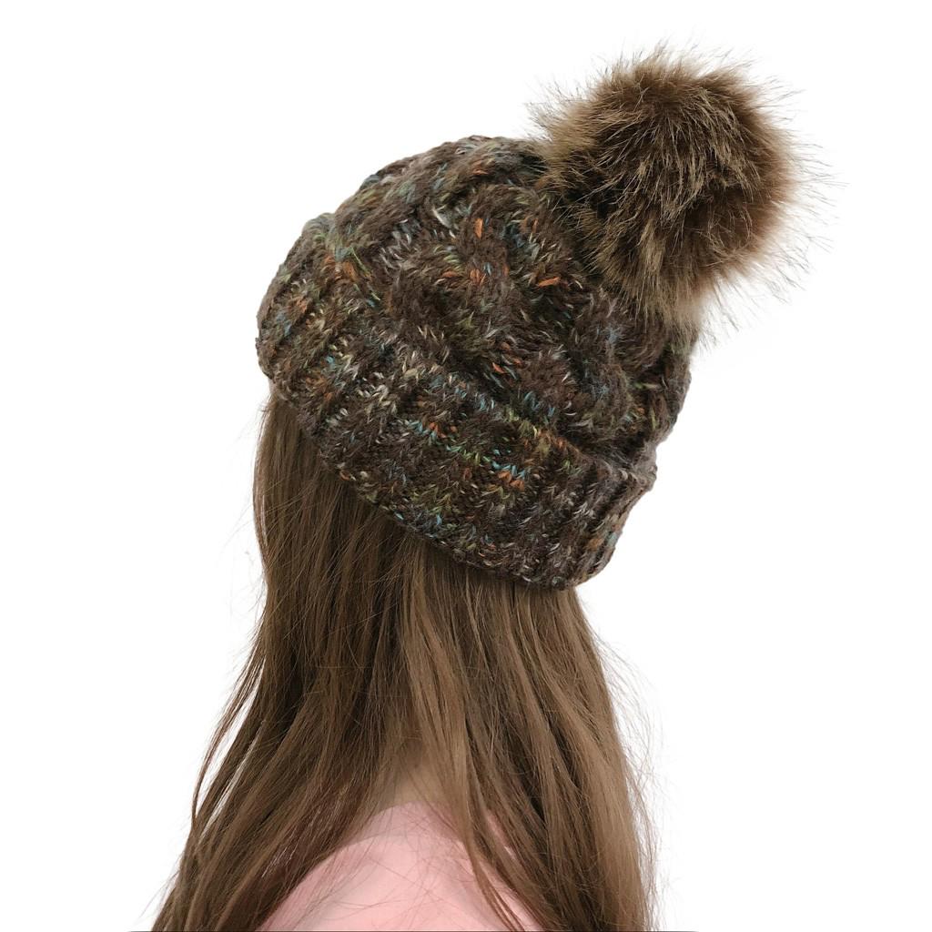 Women Casual Multicolor Outdoor Plush Ball Hats Crochet Knit