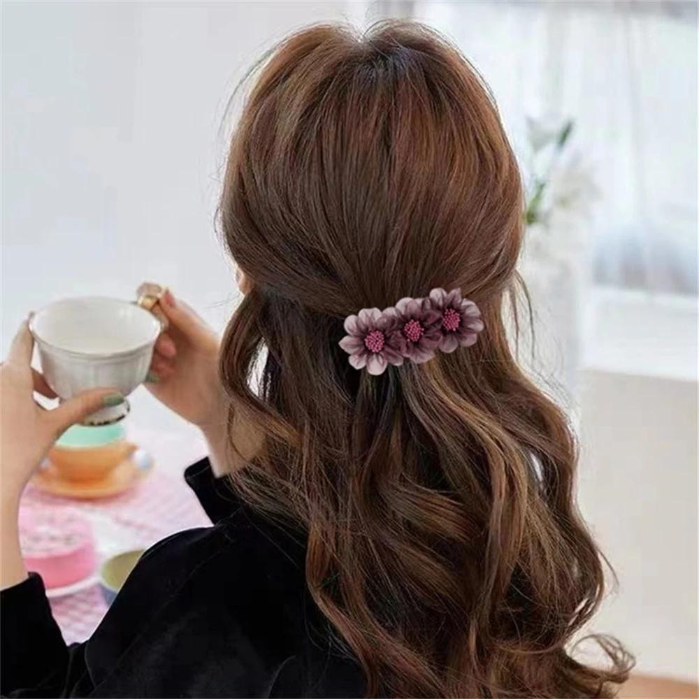 Women Flower Camellia Hairpins Barrettes Spring Hair Clip Bands Wedding Girls Ponytail Hair Accessories Hairstyling Hairgrip