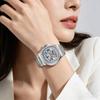 Skeleton Mechanical Watches Rose Gold Case Diamond Bezel Luminous Waterproof Fluororubber Strap Watch