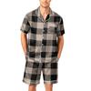 Men's Short Sleeve Pajama Set Button Down Shirt with Notched Collar and Matching Shorts Soft Casual Loungewear Sleepwear S to XXXXL