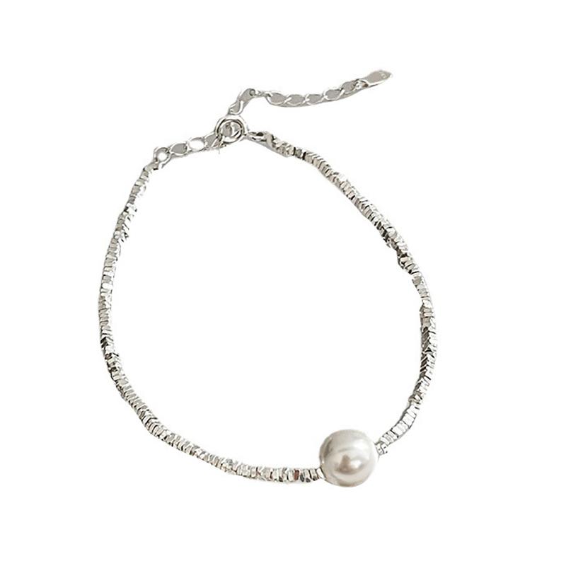 Clavicle Chain Broken Silver Irregular Pearl Necklace Bracelet for Women Wedding Party Birthday Vintage Jewelry Gifts