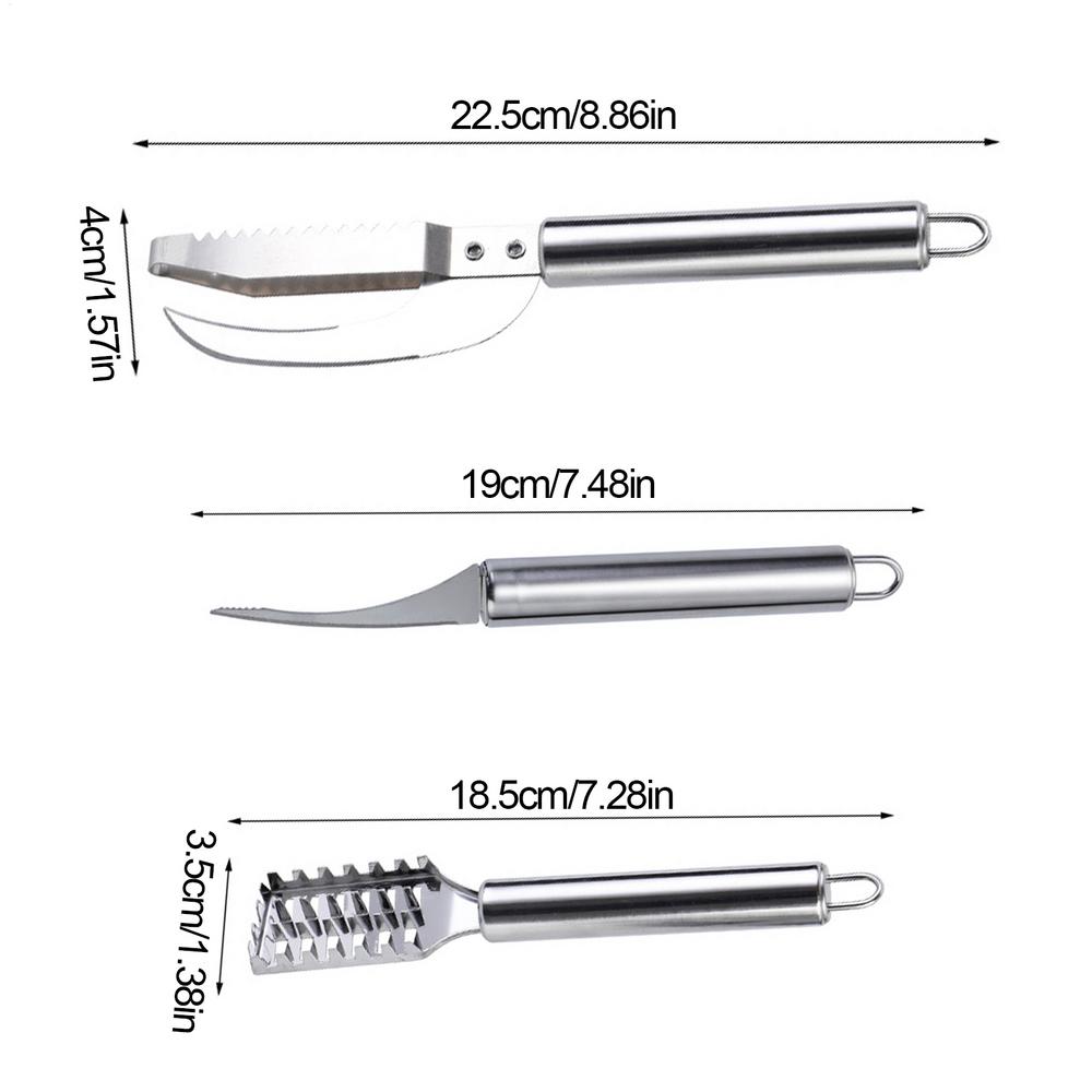 new Fish Scaler 3 Pack Sawtooth Scraper Stainless Steel Household Kitchen Fish Scale Tool Multifunctional Fish Skin Graters