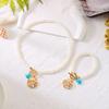 2pce/set Elegant Imitation Pearl Chain Necklace for Women Boho Blue Starfish Shell Pendant Necklace Bracelet Summer Party Gift
