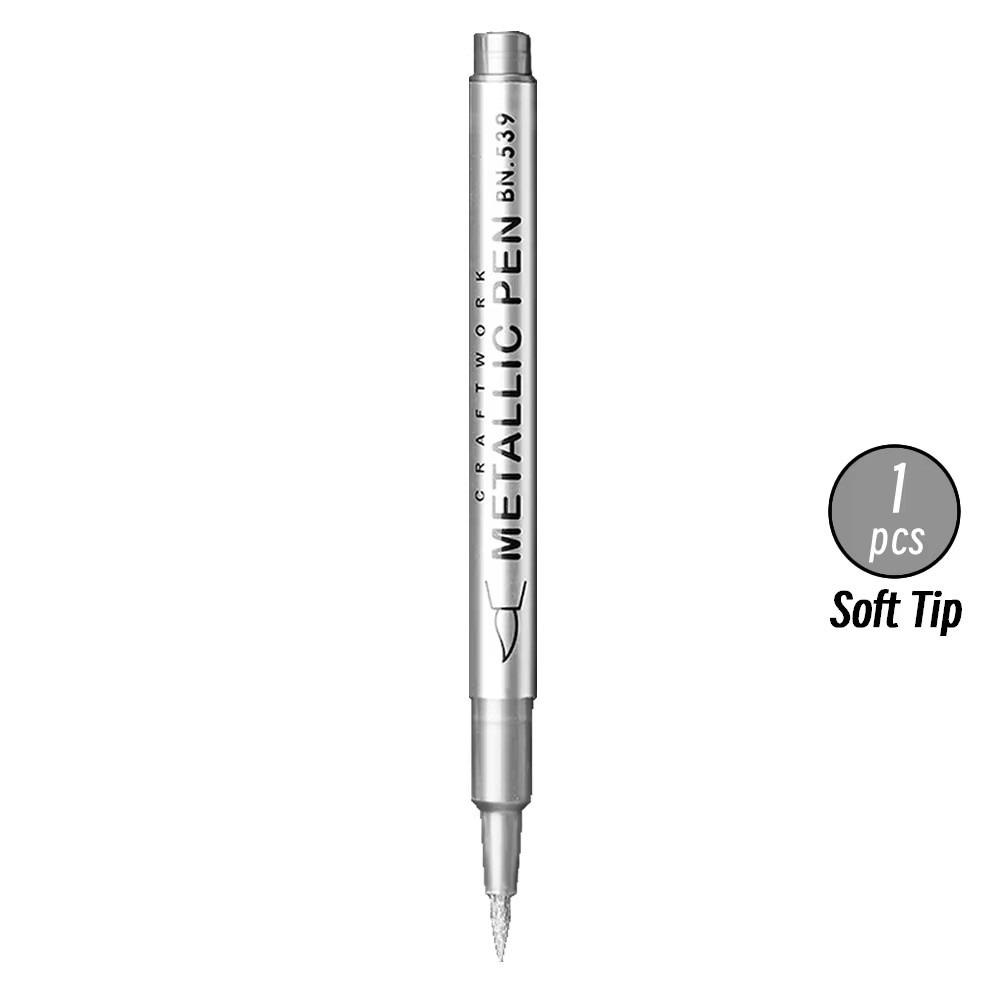 

Portable Metallic Color Craft Pen Hard Soft Drawing Pen Signature Pens Multifunctional Permanent Metallic Brush Paint Markers