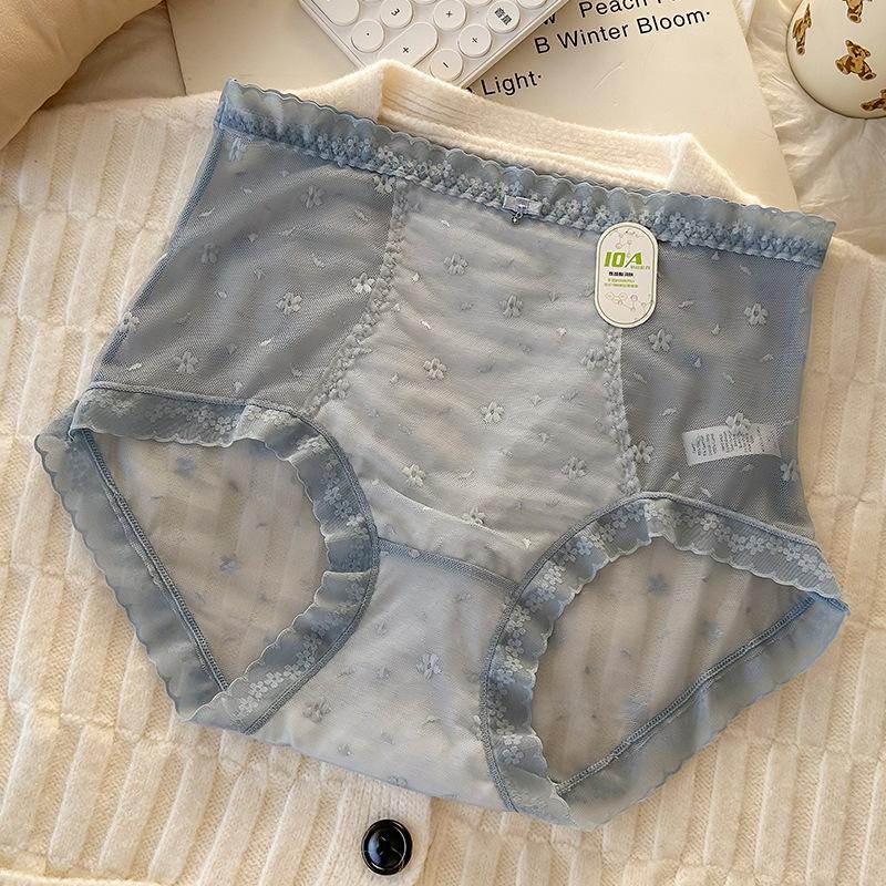 

Plus Size Women s Summer Slim New Comfortable Lace Breathable High Waist Panties 3XL сірий колір/синій