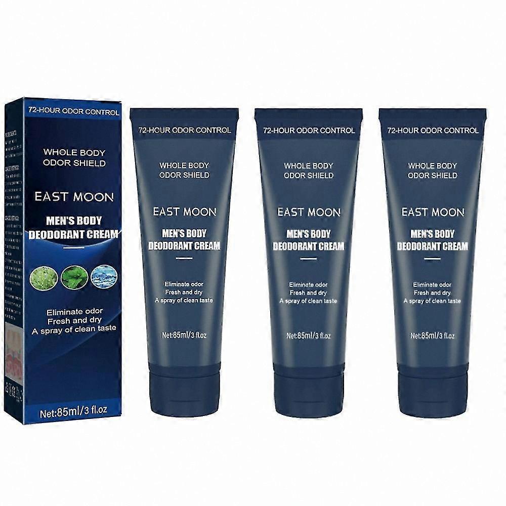 Men's Deodorant Cream for Whole Body Odor Control, Fresh and Dry Formula, Skin-Safe, 1-3 Pieces