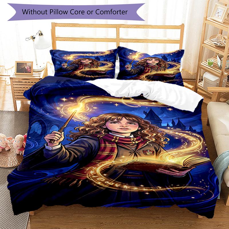 3pcs Harry Potter Bedding Set Duvet Cover Closure Includes 1 Duvet Cover & 2 Pillowcases, Soft and Comfortable for All Seasons.
