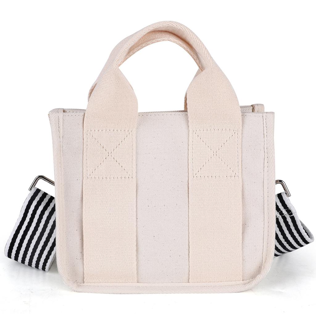 Korean Premium Canvas Portable Small Square Bag Shoulder Bag Size Contrasting Color Commuter Hand Carry Commuter Bag Messenger Bag