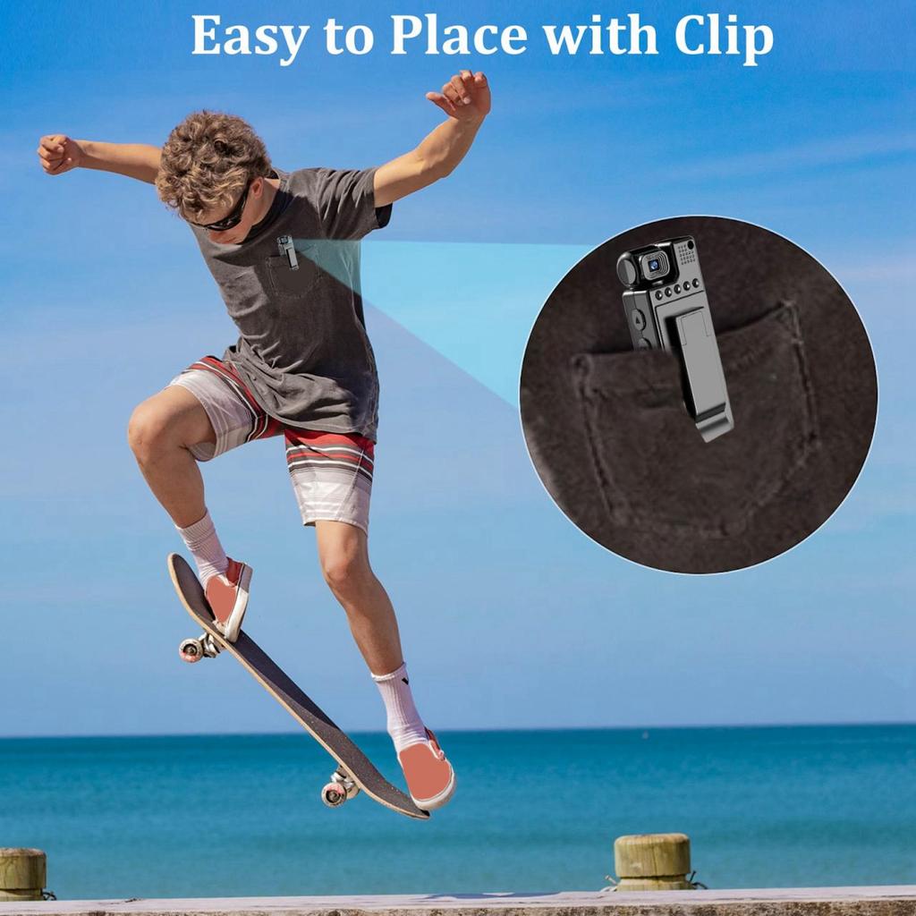 Small Video Recorder HD 1080P WIFI Back Clip Multifunctional Portable Body Worn Camera Motion Detection for Camping for Biking