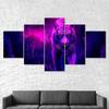 Mystic Tiger Purple Forest Scenery 5 Piece Five Panel Wall Canvas Print Modern Art Poster Picture Home Decor Gift For Him For Her