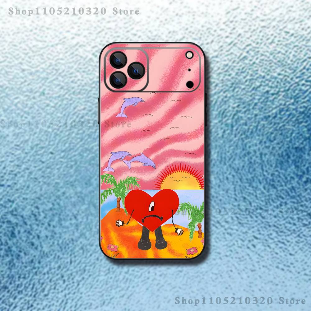 B-Bad B-Bunny singer Phone Case For iPhone 17,16,15,14,13,12,11,Pro Max,XSX,,XR,SE,Mini,8,7,Soft Silicone Black Cover