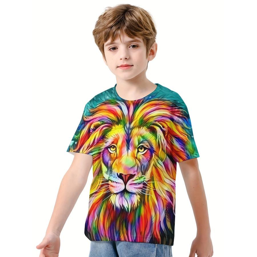 

Футболка 2024 года с изображением животных, пантеры, льва, волка, 3D-принта, уличная одежда, футболки для мальчиков и девочек, повседневная мода, большие размеры, футболки для детей, топы, одежда 170