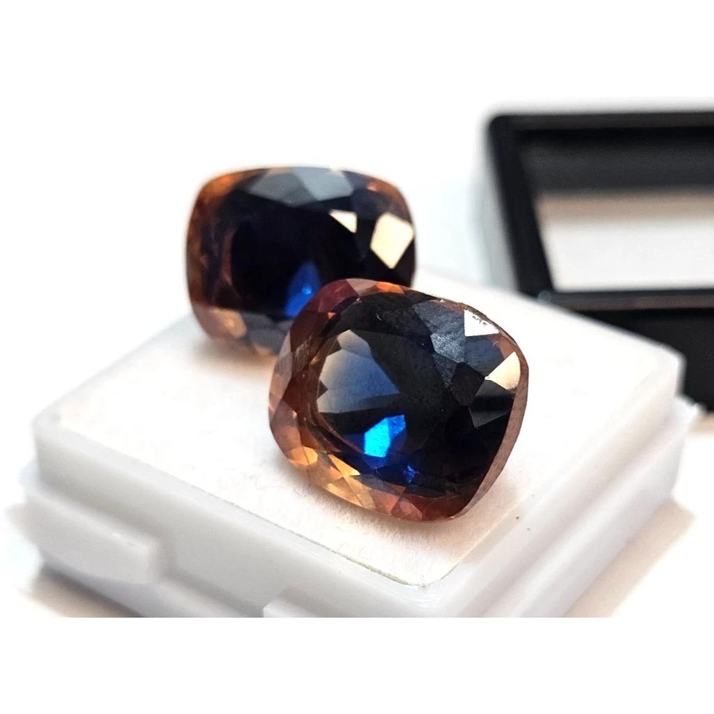 39-40 Ct Natural Pitambari Sapphire Cushion Cut Pair Stunning Gemstone